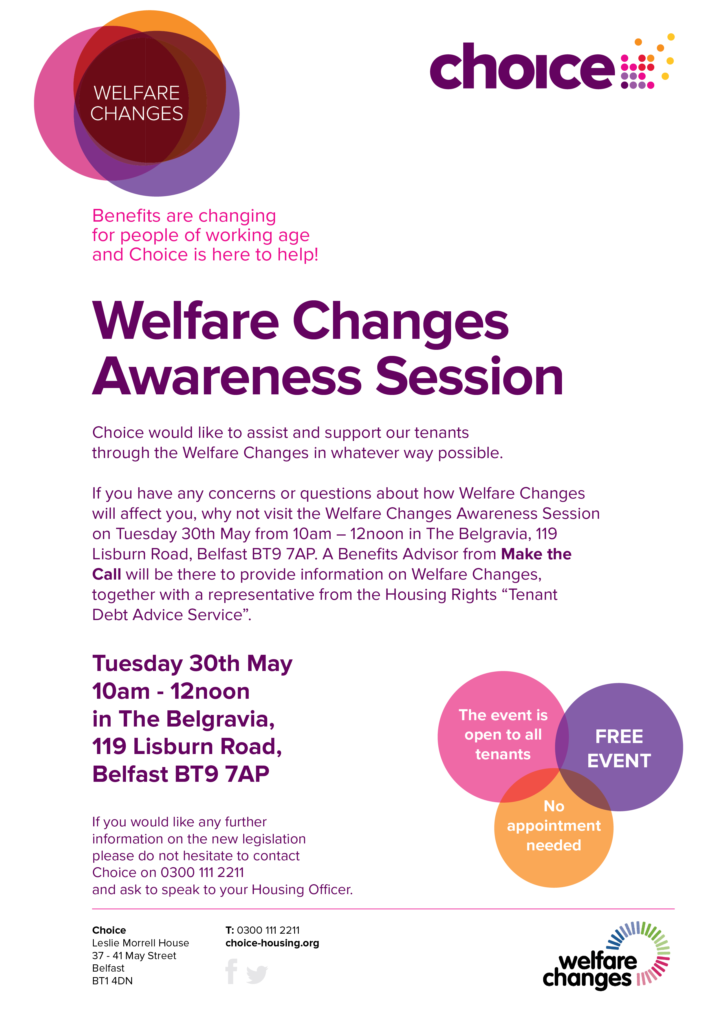 Welfare Changes Awareness Session - The Lisburn Road