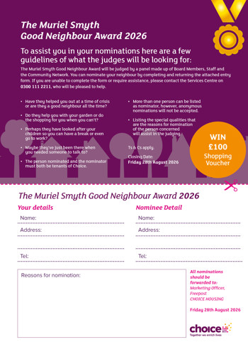 Good Neighbour Award 2026 Entry Form